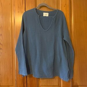 Los Angeles Blue Textured Long Sleeve Oversized Lounge Set Size: L